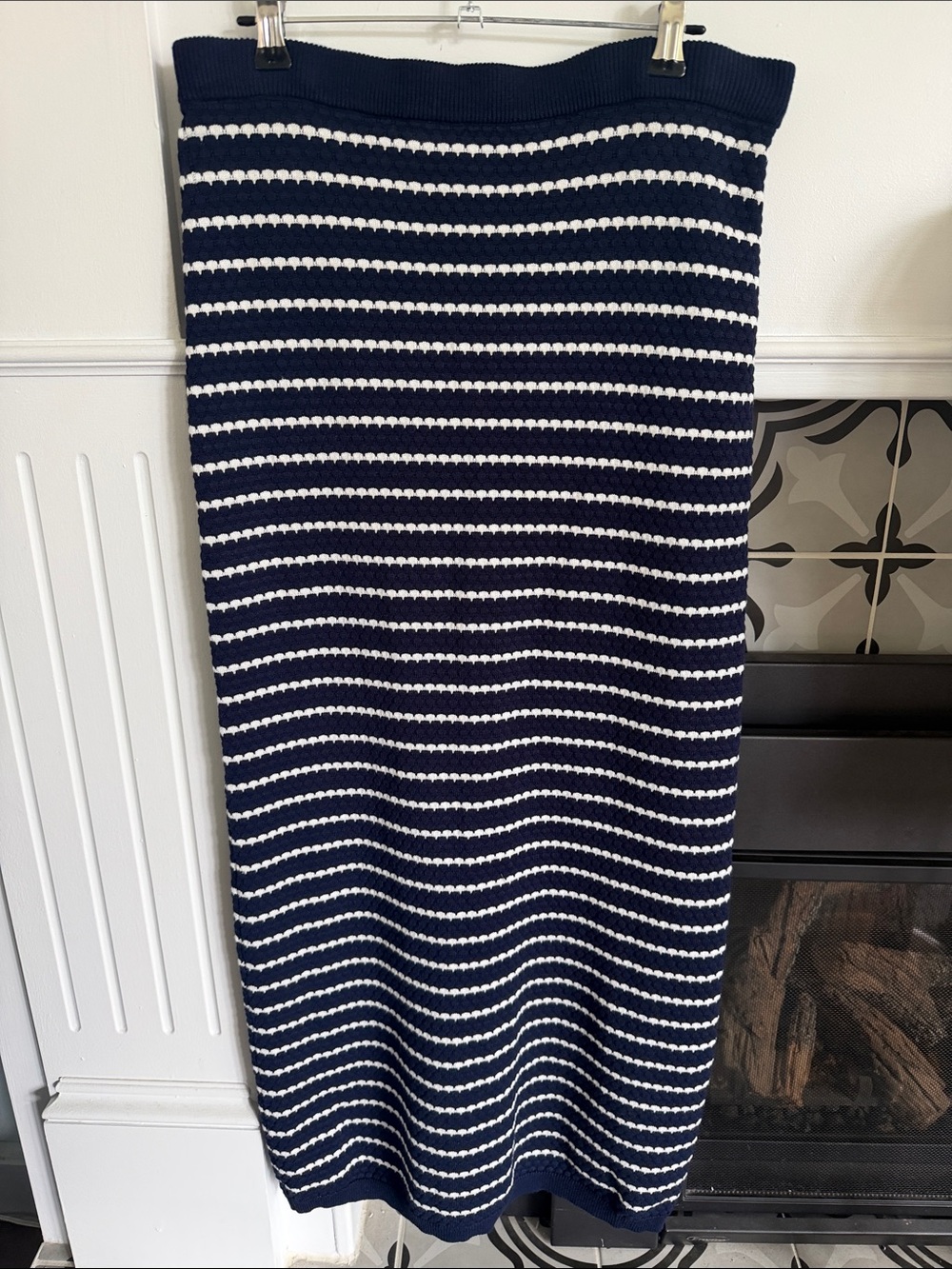 Freshman 1996  Navy and White Striped Knit Midi Skirt/tube top dress